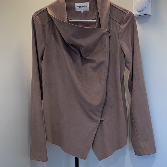 Vigoss Suede Taupe/Nude Women’s Jacket Blazer - Picture 6 of 6